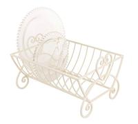 Dibor Ivory White Cast Iron Heart 10 Compartment Kitchen Sink Dish Drainer Drying Rack (T592)