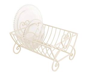 Dibor Ivory White Cast Iron Heart 10 Compartment Kitchen Sink Dish Drainer Drying Rack (T592)