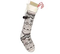 Dibor Knitted Christmas Stocking - Large 24″ Xmas Sack Stocking Boot Grey Zig Zag Fair Isle Print Stocking (CP93)