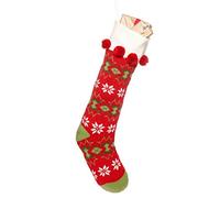 Dibor Large 24"/60cm Red Knitted Fair Isle Knitted Christmas Stockings (BJ03)