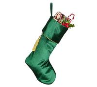 Dibor Large Christmas Stocking Green Velvet Xmas Boot Gift Sack Gold Tassel & Braiding Cuff Luxury Festive Stocking (CR08)
