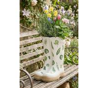 Dibor Large Leaves Indoor Outdoor Welly Boots Planter H29.5 x W24cm in White Dibor White Large