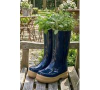 Dibor Large Midnight Blue Wellington Boot Planter Ceramic Indoor Outdoor Garden Flower Plant Pot H29.5 x W24cm in Dark Blue Dibor Dark Blue L