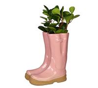 Dibor Large Pink Ceramic Double Wellington Boot Shaped Indoor Plant Pot Mothers Day Garden Gift