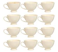 Dibor Large Soup Bowl Mugs Set of 12 600ml/20oz Crockery Gift Set (Cream)
