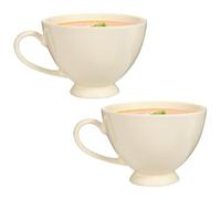 Dibor Large Soup Bowl Mugs Set of 2 600ml/20oz Crockery Gift Set (Cream)