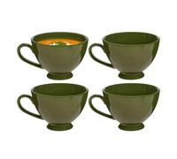 Dibor Large Soup Bowl Mugs Set of 4 600ml/20oz Crockery Gift Set (Green)