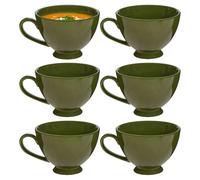 Dibor Large Soup Bowl Mugs Set of 6 600ml/20oz Crockery Gift Set (Green)