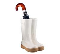 Dibor Large White Ceramic Wellington Boot Hallway Umbrella Stand Holder