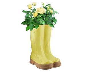 Dibor Large Yellow Ceramic Double Wellington Boot Shaped Indoor Plant Pot