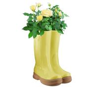 Dibor Large Yellow Ceramic Double Wellington Boot Shaped Indoor Plant Pot Wedding Anniversary Easter Gardening Gift