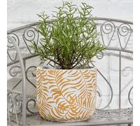 Dibor Large Yellow Leaf Print Indoor Flower Pot Outdoor Garden Planter (Dia) 15Cm, (H)14Cm
