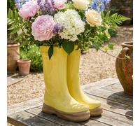Dibor Large Yellow Wellington Boot Indoor Outdoor Garden Planter Flower Pot (H)16Cm, (L)24Cm