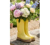 Dibor Large Yellow Wellington Boot Indoor Outdoor Garden Planter Flower Pot (H)16Cm, (L)24Cm