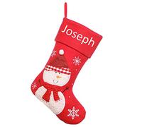 Dibor Luxury Deluxe Personalised Christmas Santa/Reindeer/Gingerbread Man/Elf Xmas Stocking (Red Snowman)