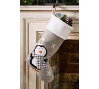 Dibor Luxury Grey Penguin Xmas Tree Christmas Gift Bag Christmas Stocking | Size: Medium Dibor Grey Medium