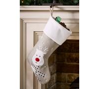 Dibor Luxury Grey Reindeer Xmas Tree Christmas Gift Bag Christmas Stocking | Size: Medium Dibor Grey Medium