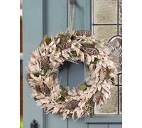 Dibor Luxury Islington Festive Decor Autumn-Winter Front Door Wreath Christmas Wreath 40cm in White Dibor White