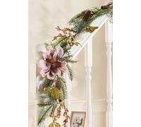 Dibor Luxury Magnolia Blush Xmas Decoration Staircase Christmas Garland 1.8M