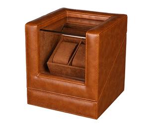 Dibor Luxury Watch Box Display Case Extra Large Vegan Faux Leather-Bound Watch Roll Case Tabletop Double Watch Box with Clear Display Lid Mothers Day Watch Gift (Light Brown)