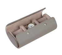 Dibor Luxury Watch Box Vegan Faux Leather Watch Roll Case Three Compartment Watch Storage Travel Case Wedding Anniversary Gentlemen’s Gift Present For Him (Grey)