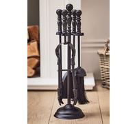 Dibor Vintage Style Matte Black 4Pc Fireside Companion Set With Ornate Finish Handles Fireplace Tool Set
