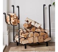 Dibor Modern Fireplace Freestanding Black Iron Fireside Firewood Log Holder, Log Storage Rack