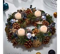 Dibor Moonlight Blue Round Table Centrepiece Christmas Decoration Candle Holders Tealight Holder 30cm Dibor Blue