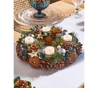 Dibor Moonlight Blue Round Table Centrepiece Christmas Decoration Candle Holders Tealight Holder 30cm Dibor Blue