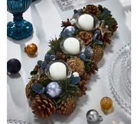 Dibor Moonlight Blue Triple Table Centrepiece Christmas Decoration Candle Holder Tealight Holder 39Cm