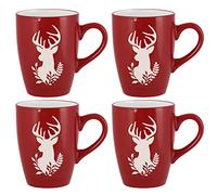 Dibor Mulled Wine Mug Set of 4 Winter Mug Set Dishwasher Safe Stoneware Hot Chocolate Tea Coffee Mulled Wine Mugs (BJ72)