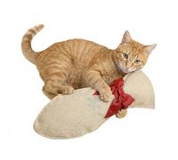 Dibor Natural Beige Pet Cat Fish Christmas Stocking with Ribbon