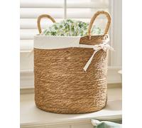 Dibor Natural Woven Seagrass Medium Indoor Storage Basket with Cotton Lining Dibor Natural
