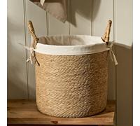 Dibor Natural Woven Seagrass Medium Indoor Storage Basket with Cotton Lining Dibor Natural