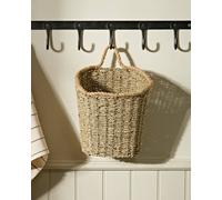 Dibor Natural Woven Seagrass Medium Indoor Storage Wall Basket with Rope Detailing H35 x D17cm Dibor Natural M