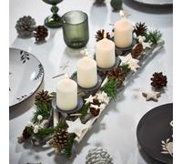 Dibor Nordic Pine Four Pillar Centrepiece Christmas Decoration Tealight Holder Candle Holder
