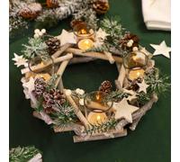 Dibor Nordic Wreath Tealight Xmas Table Decoration Centrepiece Christmas Décor Candle Holders 30cm in Natural Dibor Natural