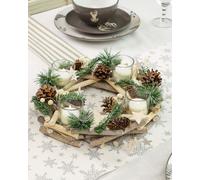 Dibor Nordic Wreath Tealight Xmas Table Decoration Centrepiece Christmas Décor Candle Holders 30cm in Natural Dibor Natural