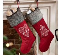 Dibor Pack Of 2 Nordic Heart And Tree Xmas Gift Decoration Christmas Stocking For Kids