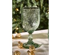 Dibor Pair of Laurier Sage Green Leaf Embossed Wine Goblets 325ml - Christmas Gift for Her | Size: 2 Pack Dibor Green 2 Pack