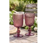 Dibor Pair of Lugo Pink Paisley Embossed Wine Goblets 300ml - Christmas Gift for Her | Size: 2 Pack Dibor Pink 2 Pack