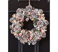 Dibor Pastel Pink Driftwood Xmas Decor Front Door Christmas Wreath 33cm Dibor Pink