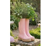 Dibor Pink Double Wellington Boots Large Ceramic Indoor Outdoor Flower Pot Garden Planter Pot (W) 24cm, (H) 29.5cm Dibor Pink Large