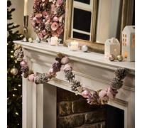 Dibor Pink Roses Xmas Table Decoration Christmas Garland 1.2M