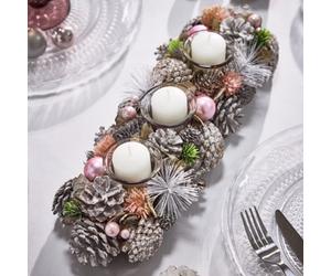 Dibor Pink Triple Table Centrepiece Christmas Decoration Candle Holder Tealight Holder 39Cm