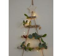 Dibor Pre-Lit Birch Wall Hanging Christmas Tree Ladder, 85 X 64 Cm, Warm White Led