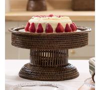 Dibor Premium Natural Rattan Brown Display Cake Stand