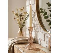 Dibor Pumpkin Harvest Amber Glass Candlestick Holder - Recycled Glass, 16 Cm Height, Embossed Detail