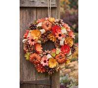 Dibor Pumpkin Patch wreath, preserved autumn foliage, 30 cm diameter in Orange Dibor Orange 30 cm