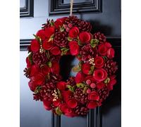 Dibor Red Crimson Rose Xmas Decor Front Door Wreath Christmas Wreath 35cm Dibor Red